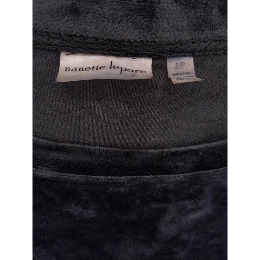 Nannette Lepore Black Velour Star Print‎ Long Sleeve Pullover Top Sz S - Picture 6 of 9